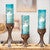 Turquoise Valley Glass Pillar Candle Holders