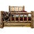 Cascade Storage Bed with Laser Engraved Wolf Design - Queen