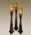 Crackled Amber Glass Cross Candle Holders - Set of 3