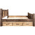 Denver Bed with Storage & Engraved Wolves - Queen - Stained & Lacquered