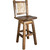Denver Swivel Barstool with Engraved Wolf Back - Stained & Lacquered