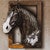 White Faced Black Stallion Wall Sculpture