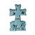 Teal Sanctuary Carved Wood Tabletop Cross