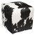 Black Cowhide Square Pouf
