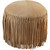 Cheyenne Fringed Leather Pouf - Khaki - OUT OF STOCK UNTIL 09/03/2025