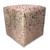 Blush Splashed Cowhide Square Pouf