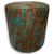 Distressed Turquoise Floral Cowhide Round Pouf