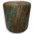 Distressed Turquoise Floral Cowhide Round Pouf
