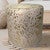 Gold Splashed Cowhide Round Pouf