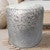 Silver Splashed Cowhide Round Pouf