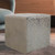 Silver Splashed Cowhide Square Pouf