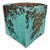 Turquoise Embossed Gator & Cowhide Square Pouf