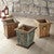 Southwestern Wood Waste Basket - White