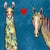 Horse & Llama Love on Blue Canvas Print