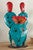 Prickly Bloom Cactus Metal Art Sculpture - Turquoise