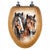 Dual Horse Wood Toilet Seat - Elongated