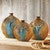 Turquoise Cattle Ranch Pottery Vases - Set of 3- SALE