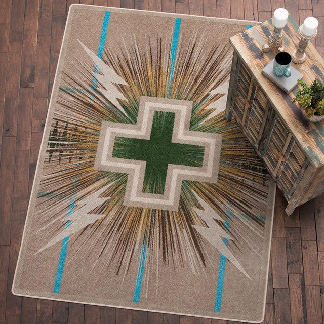 Temple Rug Collection - Gray & Turquoise