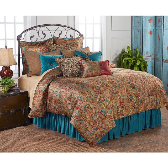San Angelo Comforter Sets with Teal Bedskirt