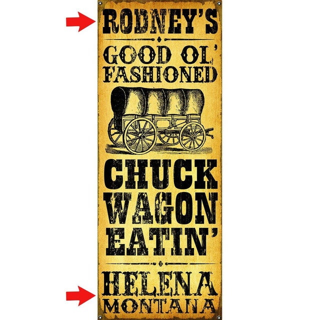 Chuck Wagon Eatin' Personalized Sign - 14 x 36