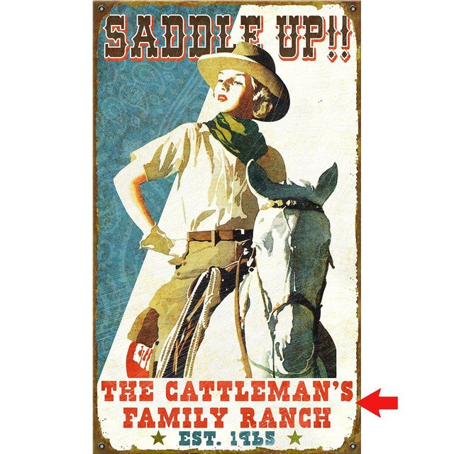 Saddle Up Personalized Sign - 14 x 24