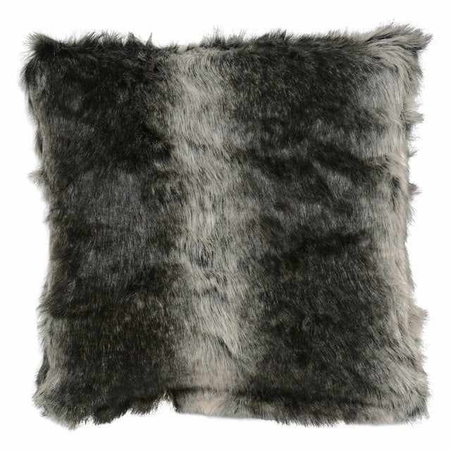 Black Wolf Faux Fur Pillow - OVERSTOCK