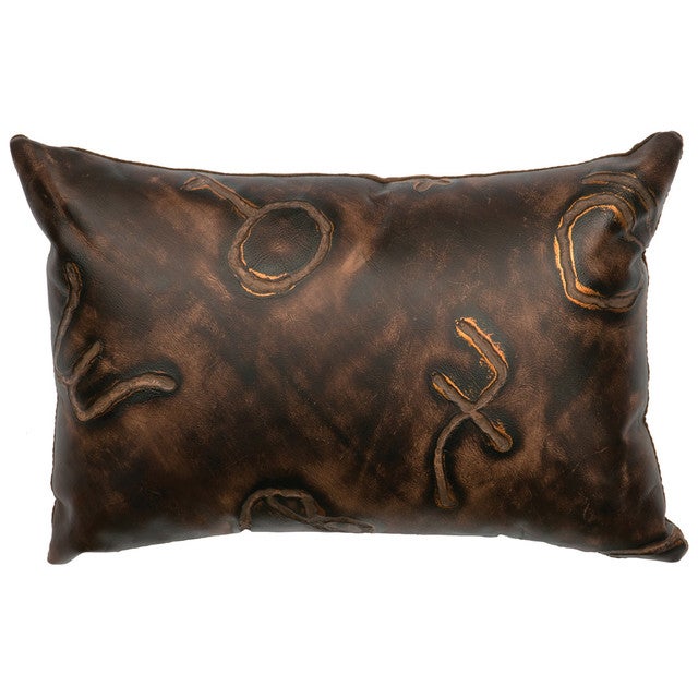 Brands Embossed Leather Rectangle Pillow with Fabric Back