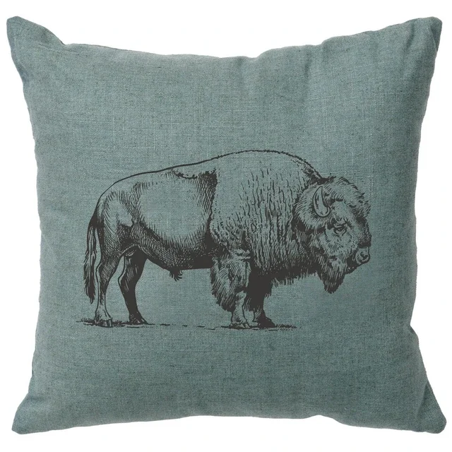 Buffalo Linen Pillow - Ocean