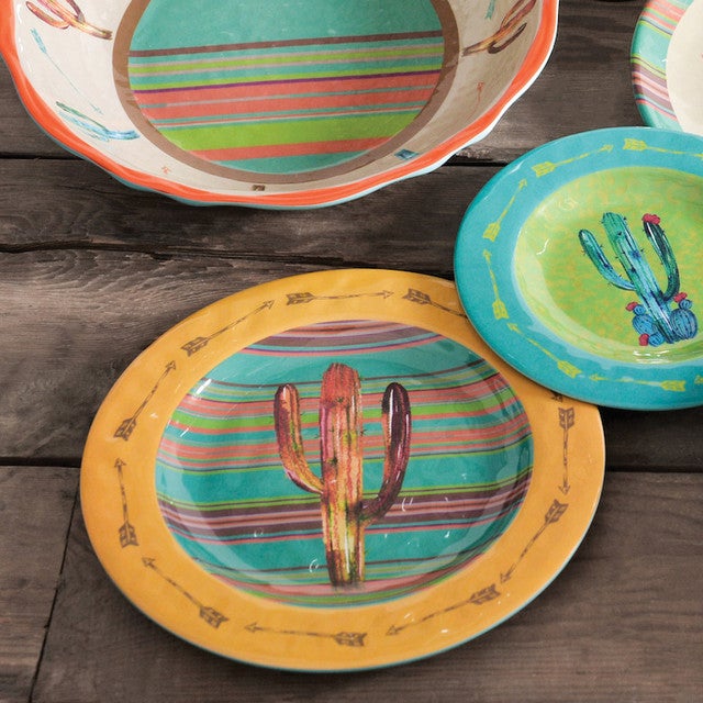 Cactus Design Melamine Dinner Plates - Set of 4