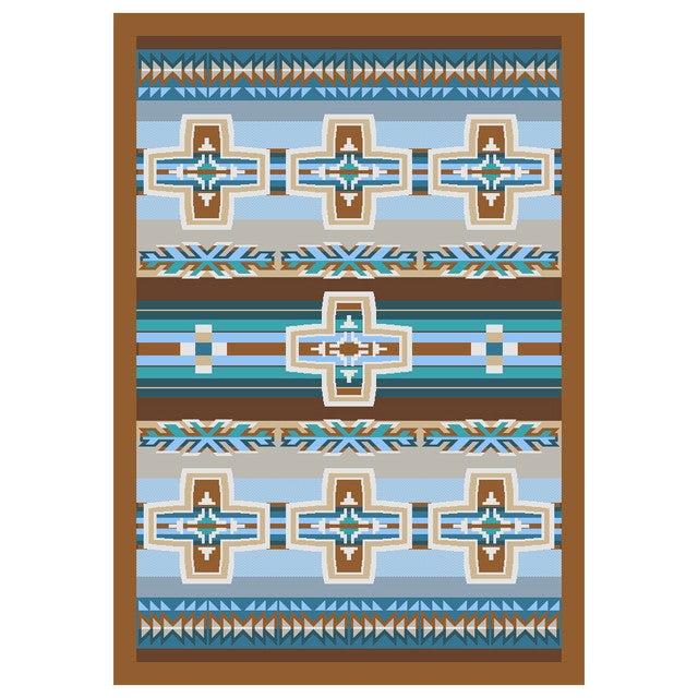 Canyon Cross Blue Rug - 3 x 4