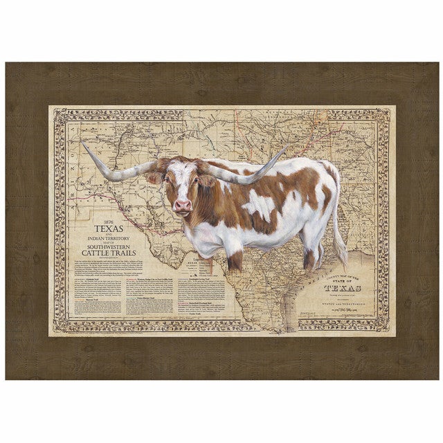 Cattle Trails Map Framed Art