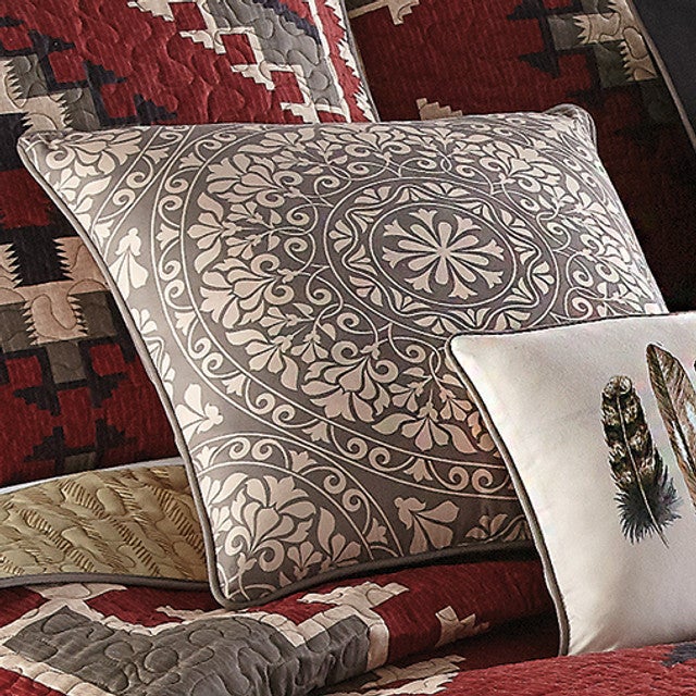 Crimson Vista Mandala Pillow