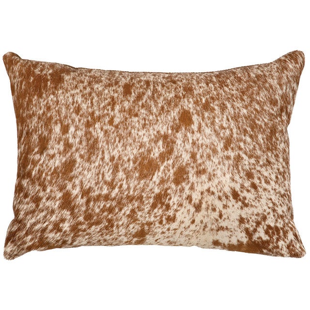 Dark Brown Speckled Hair on Hide Pillow with Fabric Back