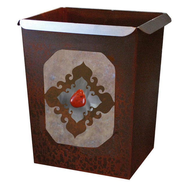 Southwest Diamond Waste Basket with Red Jasper Stone