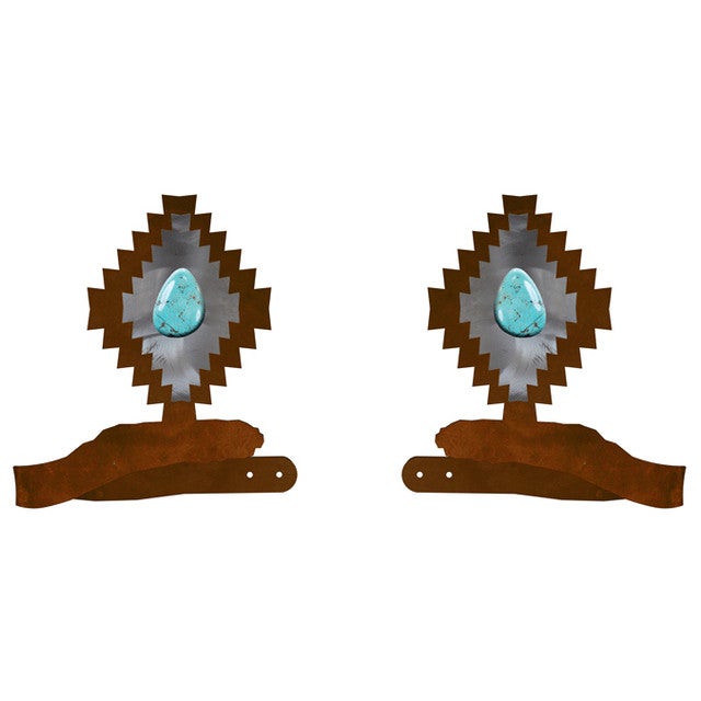 Desert Diamond with Turquoise Stone Tie Backs - Set of 2