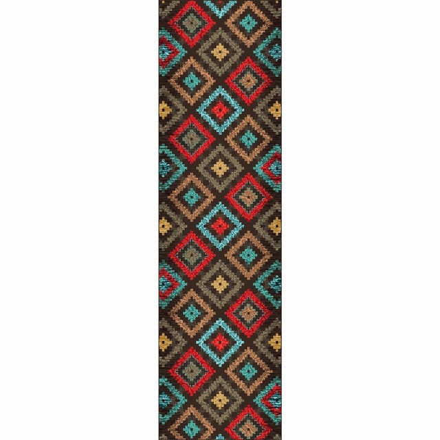 Diamond Dance Turquoise Rug - 2 x 8 - OVERSTOCK