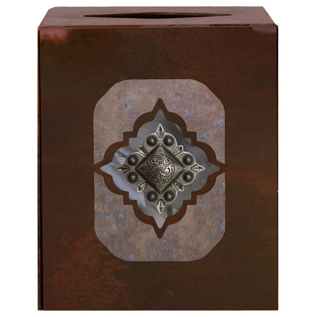 Diamond Silver Concho Square Tissue Box Cover
