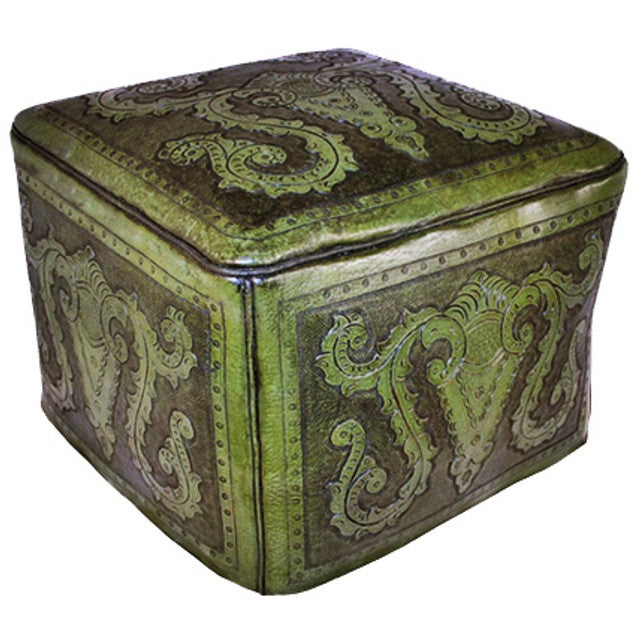 Green Colonial Large Ottoman
