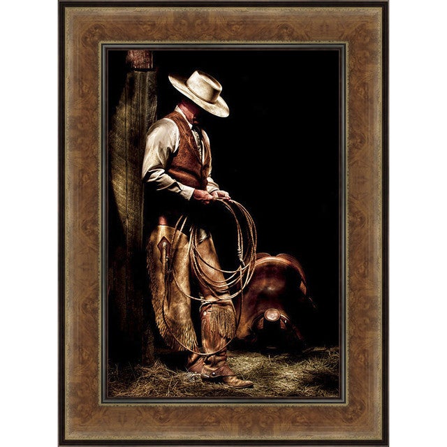 Lone Cowboy Hideaway Framed Canvas