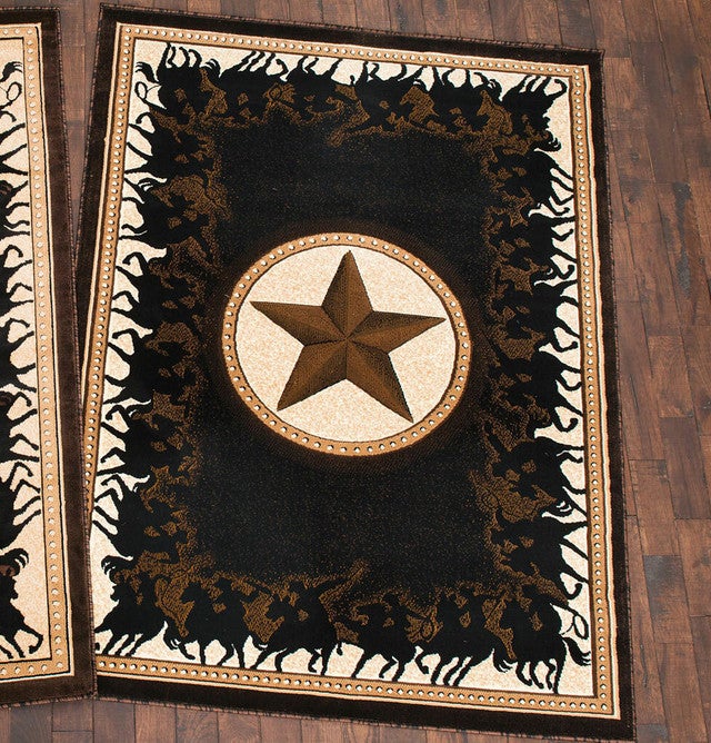 Lone Star Riders Black Rug - 2 x 7
