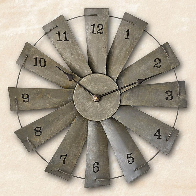 Metal Windmill Wall Clock