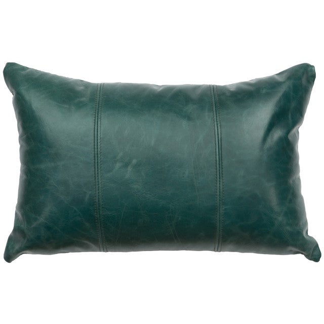 Mountain Sierra Peacock Leather Pillow with Fabric Back