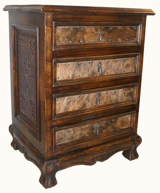 Spanish 4 Drawer Hair on Hide Nightstand