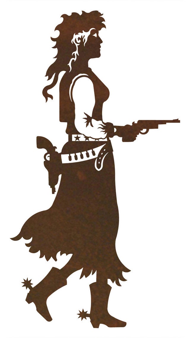Pistol Cowgirl Metal Wall Art