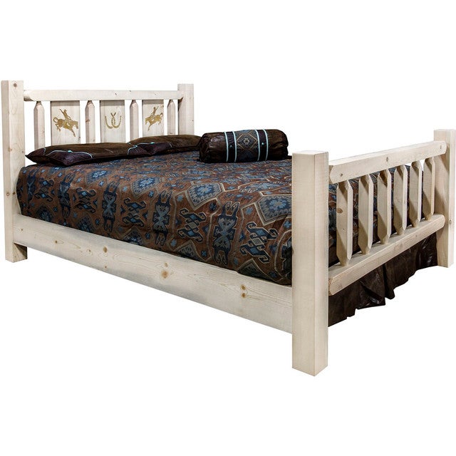 Ranchman's Bed with Laser-Engraved Bronc Design - Twin