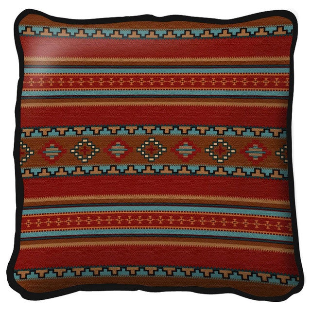 Saddleblanket Red Pillow Cover - 17 x 17