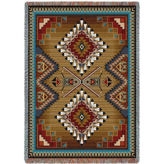 Southwest Sampler Cornflower and Red Medium Blanket