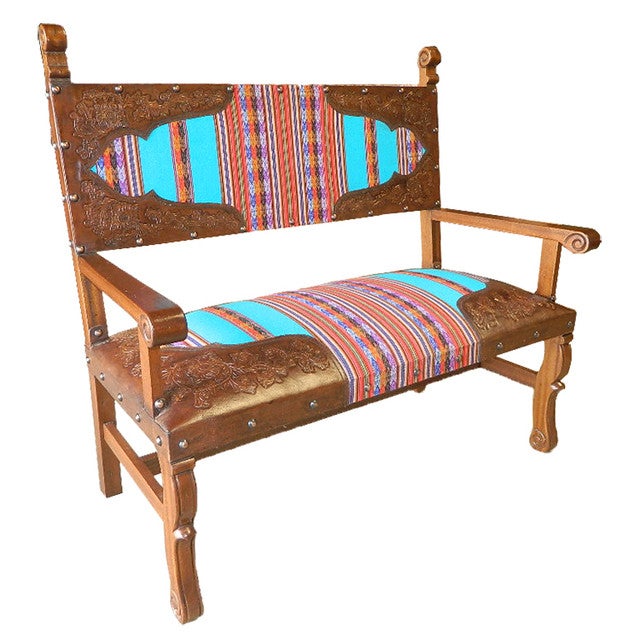 Spanish Heritage Bench with Inka Fabric