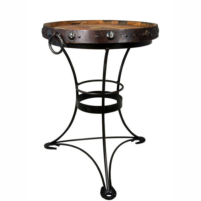 Tequila Barrel Top Table with Horseshoe Feet