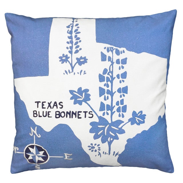 Texas Blue Bonnet Embroidered Pillow